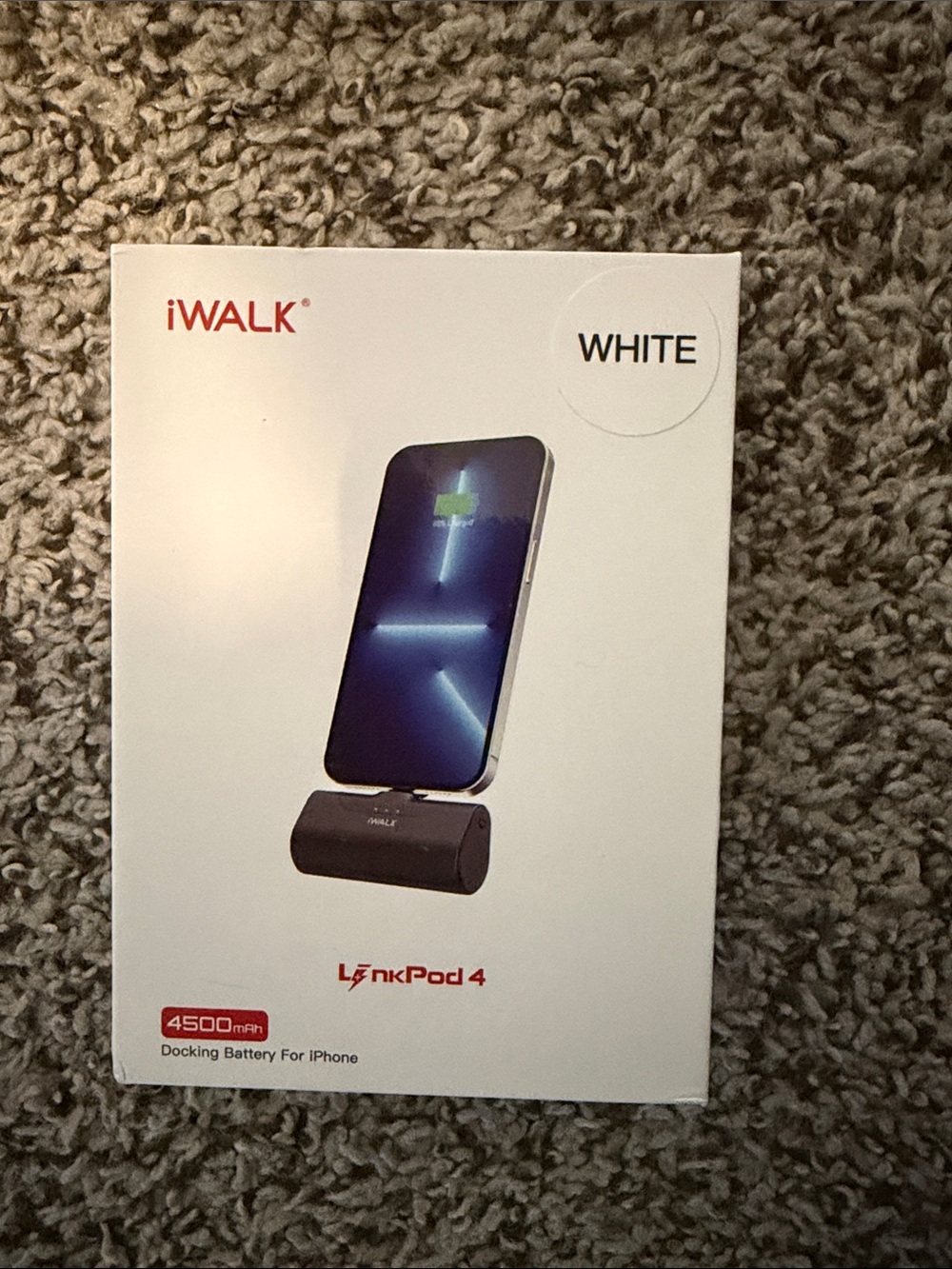 LinkPod 4 4500mAh White Docking Battery for iPhone lightning cable